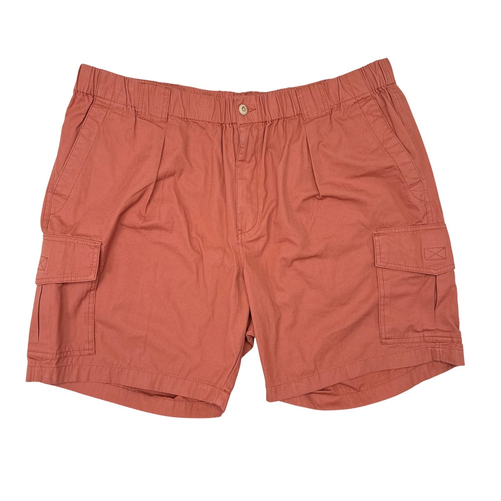 Tommy Bahama Pleated Cargo Shorts Mens Big & Tall 2XL Orange Coral Elastic Waist